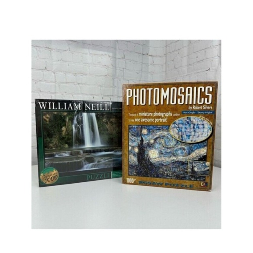Buffalo Games 1000 Piece Puzzle Lot‎ Starry Night Photomosaic Havasu Falls Neill